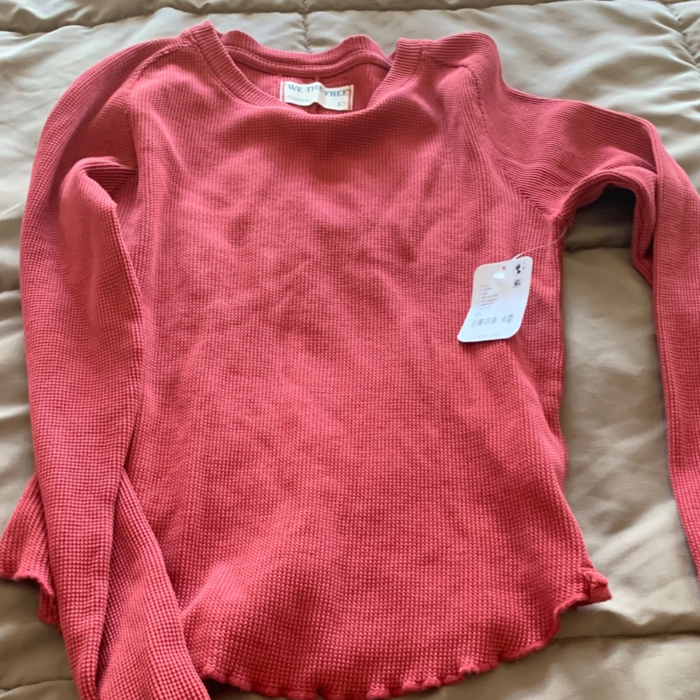 Free People Coral Long Sleeve Top